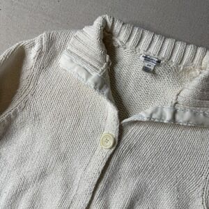 ✿ American Eagle White Cropped Cardigan Sweater Size M Long Sleeve Button Front